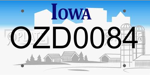 OZD0084 Iowa License Plate