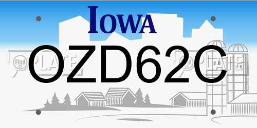 OZD62C Iowa License Plate
