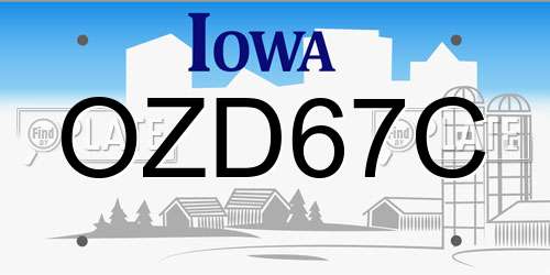 OZD67C Iowa License Plate