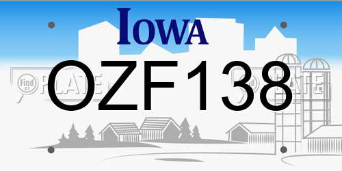 OZF138 Iowa License Plate