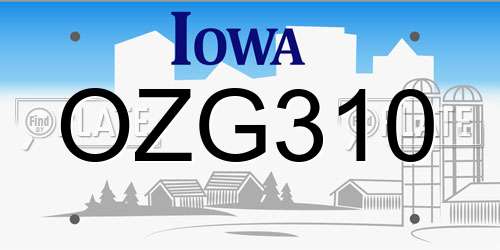 OZG310 Iowa License Plate