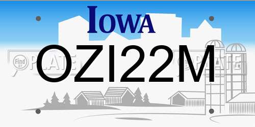 OZI22M Iowa License Plate