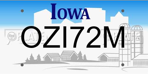 OZI72M Iowa License Plate