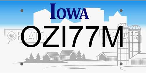OZI77M Iowa License Plate