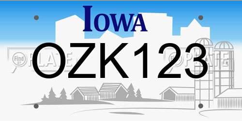 OZK123 Iowa License Plate