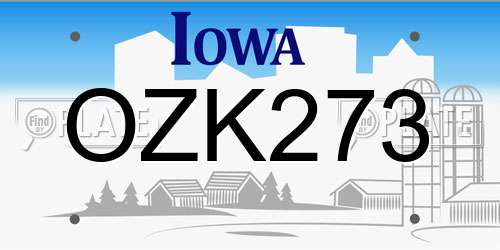 OZK273 Iowa License Plate