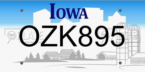 OZK895 Iowa License Plate