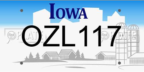OZL117 Iowa License Plate