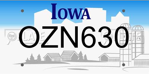 OZN630 Iowa License Plate