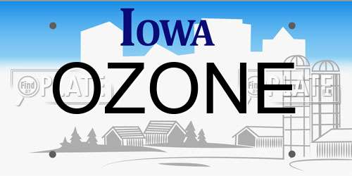 OZONE Iowa License Plate
