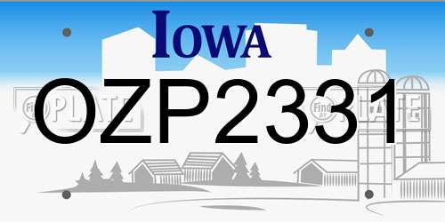 OZP2331 Iowa License Plate