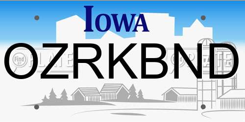 OZRKBND Iowa License Plate