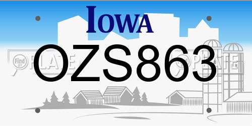 OZS863 Iowa License Plate