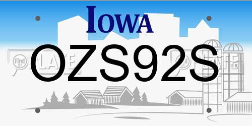 OZS92S Iowa License Plate