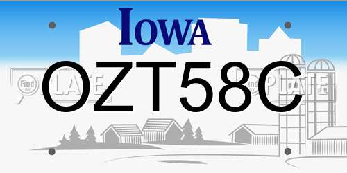OZT58C Iowa License Plate