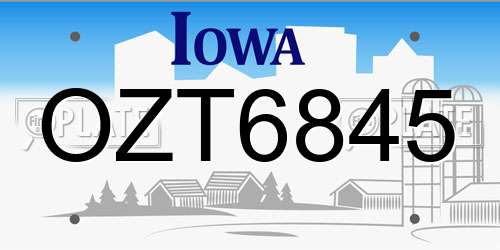 OZT6845 Iowa License Plate