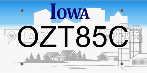 OZT85C Iowa License Plate