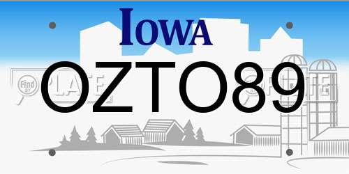 OZTO89 Iowa License Plate