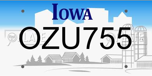 OZU755 Iowa License Plate