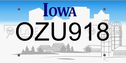OZU918 Iowa License Plate
