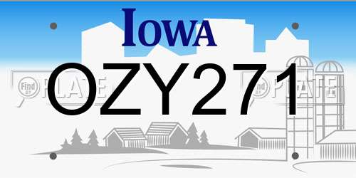 OZY271 Iowa License Plate
