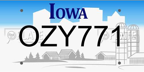 OZY771 Iowa License Plate