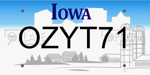 OZYT71 Iowa License Plate