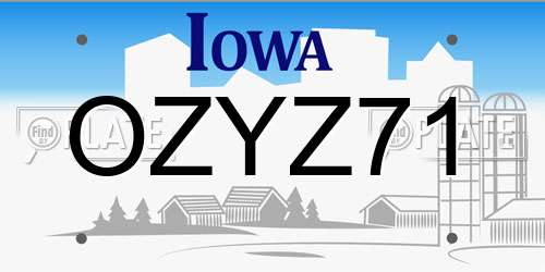 OZYZ71 Iowa License Plate