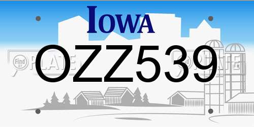 OZZ539 Iowa License Plate