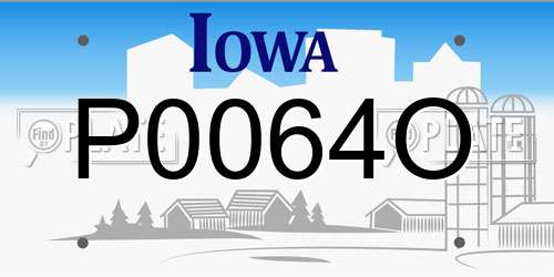 P0064O Iowa License Plate