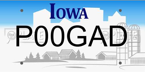 P00GAD Iowa License Plate