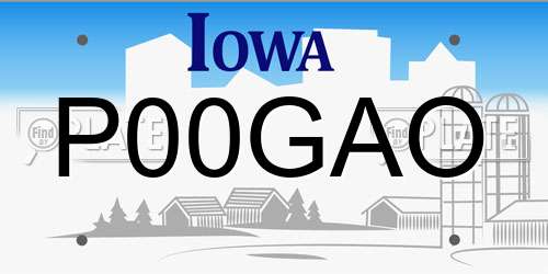 P00GAO Iowa License Plate