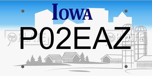 P02EAZ Iowa License Plate