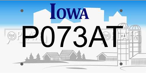 P073AT Iowa License Plate
