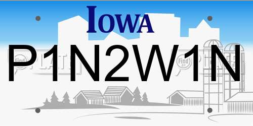 P1N2W1N Iowa License Plate