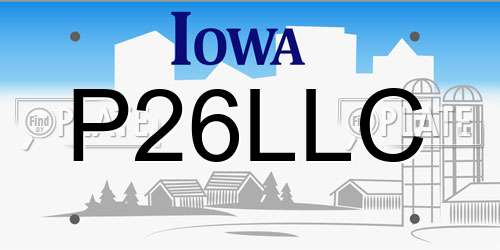 P26LLC Iowa License Plate