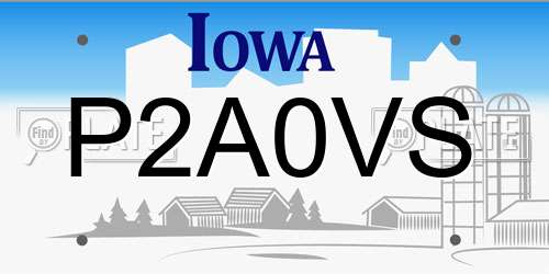 P2A0VS Iowa License Plate
