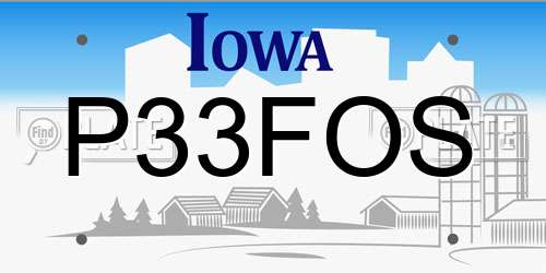 P33FOS Iowa License Plate