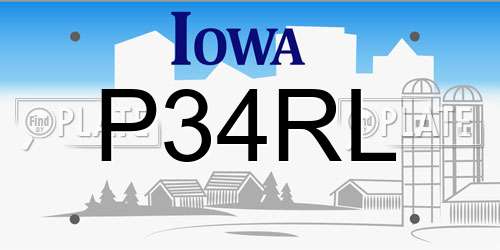 P34RL Iowa License Plate