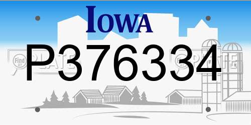 P376334 Iowa License Plate