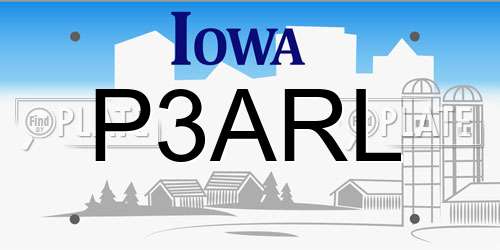 P3ARL Iowa License Plate