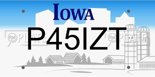 P45IZT Iowa License Plate