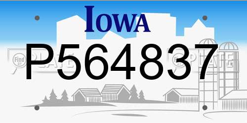 P564837 Iowa License Plate