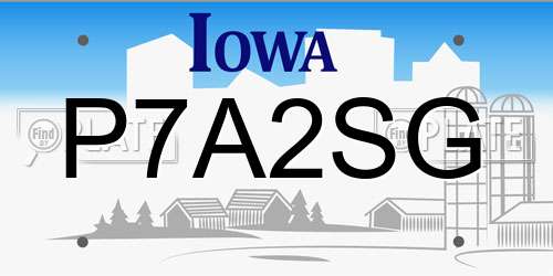 P7A2SG Iowa License Plate