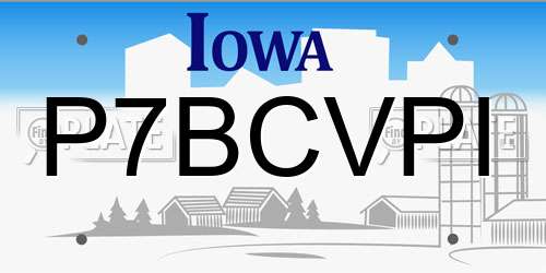 P7BCVPI Iowa License Plate