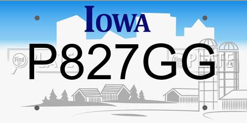 P827GG Iowa License Plate