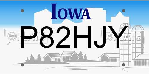 P82HJY Iowa License Plate