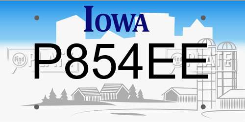 P854EE Iowa License Plate