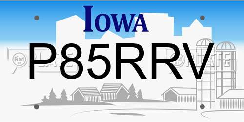P85RRV Iowa License Plate