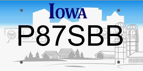P87SBB Iowa License Plate